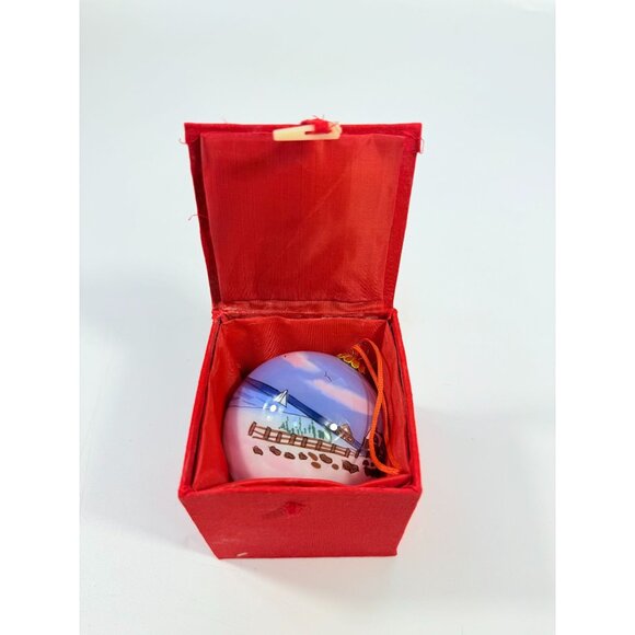 Glass Hand Painted Ornament Ball Lighthouse with Keepsake Box | Vintage Christm - Picture 6 of 9